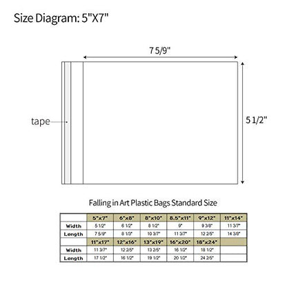 25 Pack Acid Free Crystal Sealed Clear Bags for 5x7 Art Prints, Photos | 1.496mil (Single Side), 5 1/2 Inches by 7 5/9 Inches - size: 5 inch x 7 inch