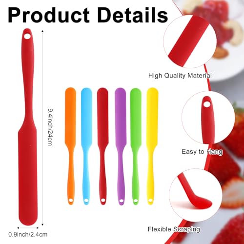 Silicone Jar Spatula 6 pcs Jar Scraper Long Handle Thin Spatula Heat Resistant Cake Cream Spatulas Set Non-Stick Sourdough Stirring Stick Jam Spreader for Cake Cream Butter Jam Kitchen Baking Mixing - color: Style2: 6 PCS