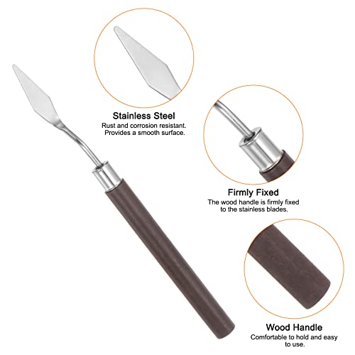 HARFINGTON 2pcs No.7 Palette Knives 10mm Width Stainless Steel Small Pointy Spatula Painting Pallet Knife with Wood Handle for Oil Acrylic Canvas Mixing Spreading, Red - size: 10mm