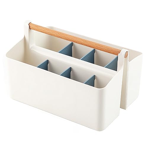 Art Supply Caddy Organizer with Handle,Teacher Tool Storage with Divider | Adjustable,Portable Storage Bin for School Caddy,Makeup Caddy,Sewing Basket,Marker Organizer,Colored Pencil Holder - color: Blue Divider