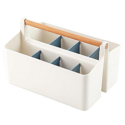 Art Supply Caddy Organizer with Handle,Teacher Tool Storage with Divider - color: Blue Divider