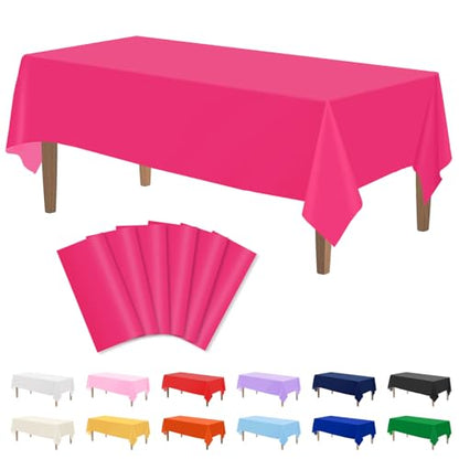 Kopokita 6 Pack Hot Pink Plastic Tablecloths Disposable 54 x 108 Inch | Rectangle Table Cloths, Party Table Covers for Birthday, Wedding, Valentines, Mothers Day - color: Hot Pink, size: Rectangle (6 Pack)