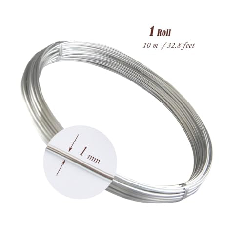 Aluminum Craft Wire, 1mm 18 Gauge, Silver, 32.8 Feet | Bendable Metal Wire for Jewelry Making, Sculpting, Floral Arranging, Wreath Making, DIY Craft, Christmas Ornaments - size: 1mm