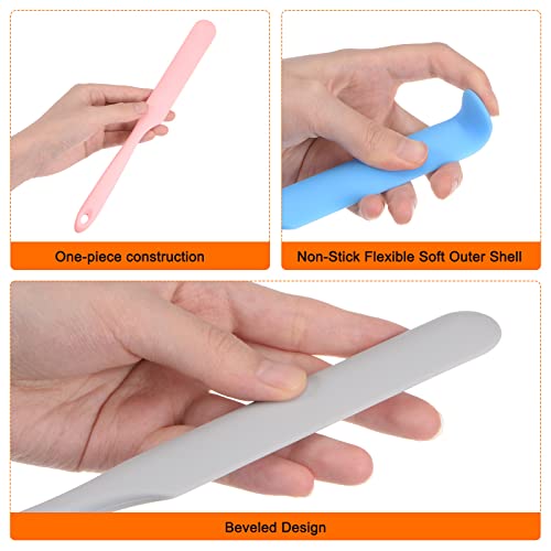 HARFINGTON 2Pcs Silicone Spatula Scraper 9.45" Reusable Non-Stick Flexible Spatulas for Epoxy Resin Liquid Paint Arts DIY Crafts, Light Blue - color: Light Blue