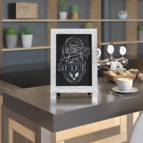 HBCY Creations Magnetic Tabletop Chalkboard Sign, 9.5" x 14", Rustic | Magnetic Surface, Metal Scrolled Legs, Countertop or Wall Mount - color: 1- Whitewashed, size: 10"W x 14"H