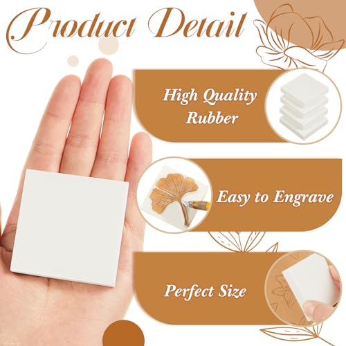 Frienda 24 Pcs 2" X 2" Rubber Carving Blocks Linoleum Blocks for Printmaking, Stamp Making, DIY Crafting, Scrapbook, Painting, Soft and Easy to Carve (White) - color: White