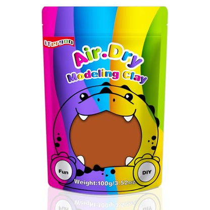 ifergoo 100g Brown Air Dry Clay, 3.5oz DIY Creative Modeling Clay for Kids | Refill Foam Magic Clay for School Art & Craft Project, Slime Supplies, Ultra-light & Soft, Gift for Age 3-12 Boys & Girls - color: Brown/100g