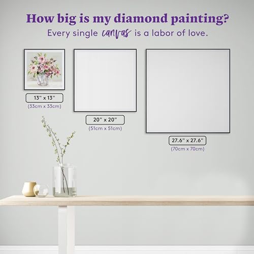 DIAMOND ART CLUB Blushing Blossoms Diamond Art Kits for Adults | Premium Diamond Painting Kit, Fun DIY Crafts for Adults, Round Diamond Art Canvas, 13" x 13" (33 x 33 cm) - color: Blushing Blossoms