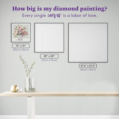 DIAMOND ART CLUB Blushing Blossoms Diamond Art Kits for Adults | Premium Diamond Painting Kit, Fun DIY Crafts for Adults, Round Diamond Art Canvas, 13" x 13" (33 x 33 cm) - color: Blushing Blossoms