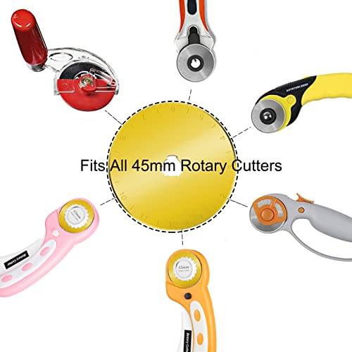 45mm Rotary Cutter Blades 10-Pack Replacement Blades Fits Fiskars, OLFA for Quilting Scrapbooking Sewing Arts & Crafts Sharp and Durable Cutter Blade - color: Titanium Plating (45mm 10pcs)