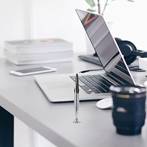 Ciieeo Single Pen Display Stand Organizer Metal Pen Holder 2pcs Metal Insertion Dip Pen Holder Pen Base Quill Fountain Desktop Pens Base - color: Silver Golden, size: 8.2x1.7x1.2cm