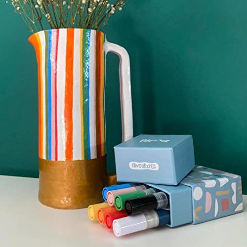Sculpd Pottery Paint Pens, Favourites, 8 Vibrant Colors, Fine Tip Set | Premium fine-tip paint pens for pottery, wood, cardboard, paper, glass and other surfaces - for arts & crafts - color: Acrylic