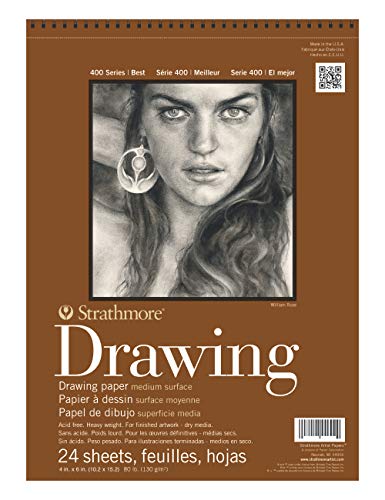Strathmore (400-1 400 Series Drawing Pad, Medium Surface, 4"x6", 24 Sheets - color: White, size: 24 Count (Pack of 1)