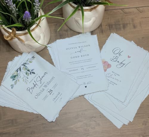 Wanderings 50 Pack Blue A6 Handmade Deckled Edge Cotton Paper - 4" x 6" - Cold Pressed Texture - Paint, Watercolor, Writing, Printer - Cards, Wedding Invitations, Menus, Arts and Crafts. 150 GSM - color: Blue, size: A6 10.5x15 cm