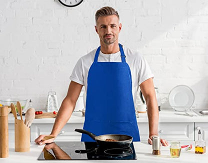 Utopia Kitchen 2 Pack Bib Apron, Adjustable with 2 Pockets, Water and Oil Resistant, Cooking Kitchen Chef Apron for Women Men - color: Blue