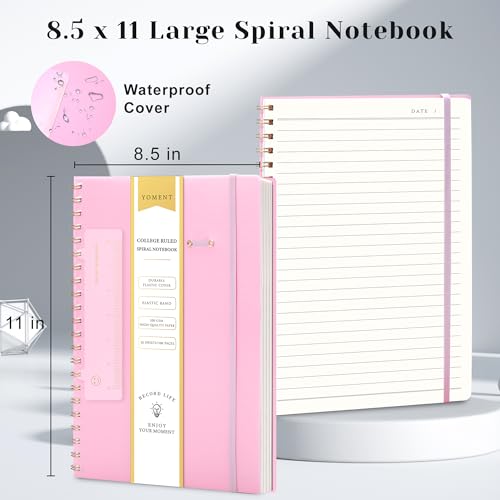 Yoment Spiral Notebook 8.5 x 11 A4 Large Notebooks for Work School | College Ruled Journaling Notebooks, 100 GSM Paper, Spiral Bound Journal for Writing Note Taking, A4 Pink - color: Pink, style: D - Line - A4