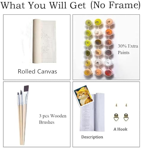 ZRIZQ Cat Paint by Numbers Kit for Adults Beginner,Animal,16x20 | Full set with wooden brushes,rolled canvas,rich paints.Calming activity.Beginner friendly.Just open and paint. - color: 16"X20"Rolled Canvas(Frameless)-Cat 18