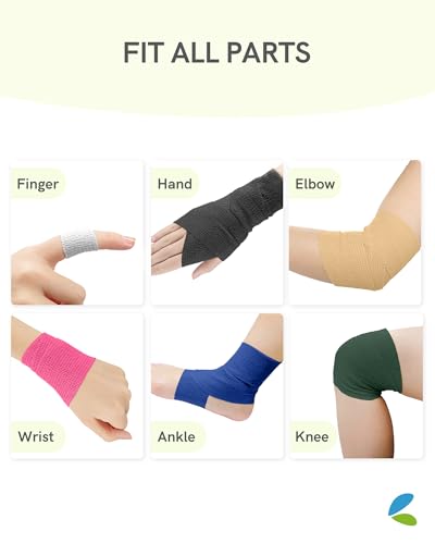 FriCARE Self Adhesive Bandage Wrap, Medical Tape in First Aid Kit | Elastic Cohesive Bandages for Sports/Vet/Wrist Ankle Wounds, 2 Inches X 5 Yards, Latex-free 6 Rolls, Terra Splash - color: Terra Splash