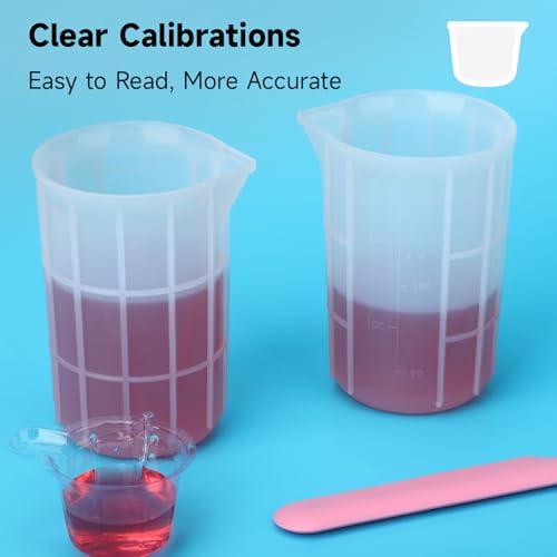 Gartful 300ml Large Silicone Measuring Cups, 10OZ Reusable Squeeze and Pour Resin Cups for Epoxy, Casting Molds, Slime, Craft Art Projects, Cup Making, Waxing, 6 Packs - size: 300ml*6