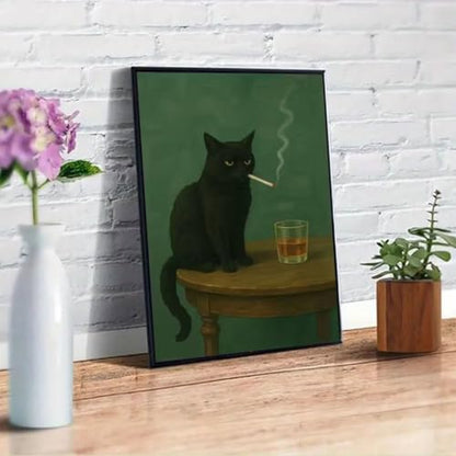 Cat Paint by Numbers Animals DIY Black Cat Painting On Canvas 16 x 20 inch - color: HL6641