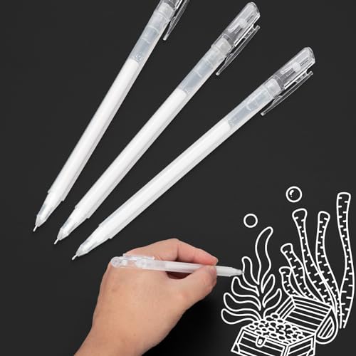 SMOOTHERPRO White Gel Pens, 3 Pack 0.6mm for Black Paper | White Ink Gel Pens for Black Paper, Art Drawing, Journaling, Writing, Sketching, Cards, And Craft Projects. - style: 0.6mm