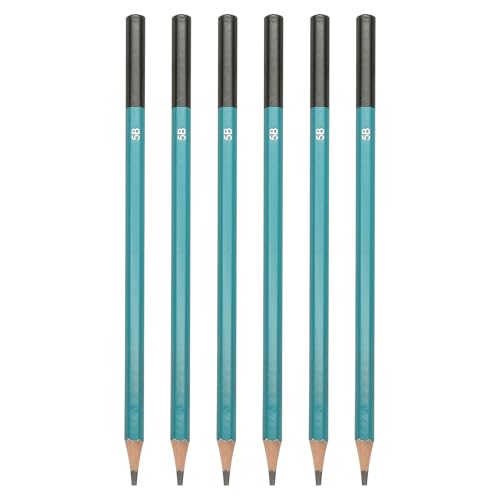 PATIKIL 5B Drawing Pencils for Sketching, 6PCS Sketch Pencils for Drawing Art Pencils Graphite Wood Pre-sharpened for Drawing Sketching Artist, Hexagonal, Black Refill, Green/Black Pole - style: 5B