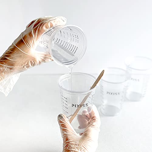 Disposable Epoxy Resin Mixing Cups with Measurements (20-Pack) Pixiss Mixing Cups for Epoxy Resin, Epoxy Mixing Containers, Epoxy Cups For Epoxy Measuring Cups - 20 Resin Mixing Sticks - size: 20 x 10-Ounce