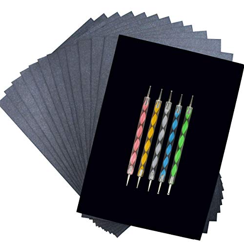 100 Sheets Carbon Transfer Paper Tracing Carbon Paper for DIY Wood Working Paper Canvas and Other Art Craft Surfaces Graphite Transfer Paper & 5 Pieces Ball Embossing Stylus Black (8.3 x 11.7 Inches)