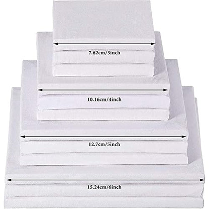 12 Pcs Mini Stretched Canvas for Painting, 3/4/5/6 Inch Blank Profile Square Painting Canvas Small Professional Paint Canva for Kids and Art Supplies for Acrylics, Oils - size: 3 Inches, 4 Inches, 5 Inches, 6 Inches