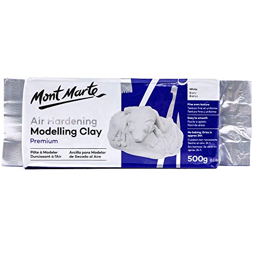 White Modelling Clay Air Dry by Mont Marte, 500g (1.1lb), Ideal Gift for Professional Artists - color: White, size: 500g - 1 Pack