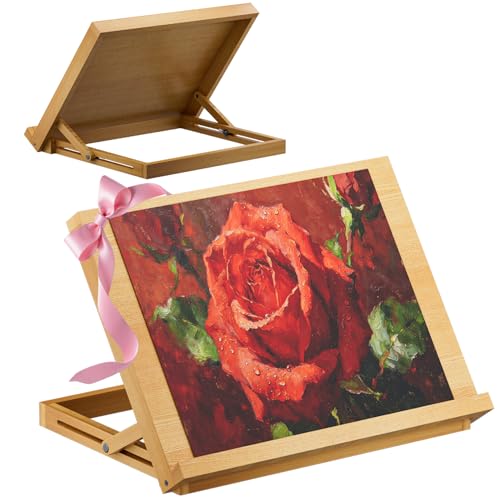 LUCYCAZ Tabletop Easel for Kids, Lightweight Art Easel for Painting | Beechwood Portable Easel Stand for Artists, Adjustable Angle Drawing and Sketching Board to Hold Book or Cookbook for Adults - style: Tabletop Easel