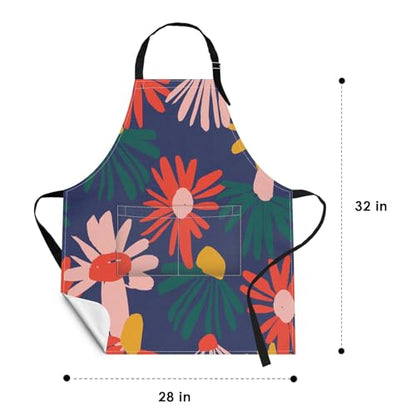 Britimes Apron with Pockets, 32x28 inch, for Women Men, Floral Colorful - color: Flowers