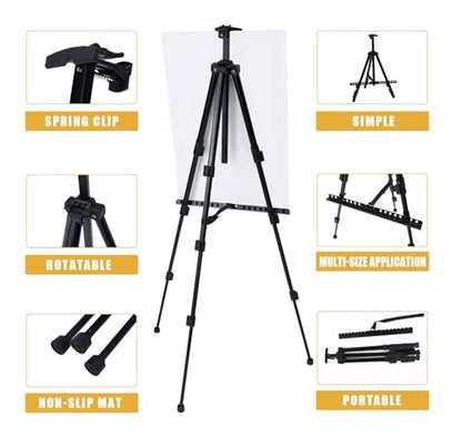 MXG Aluminum Art Easel,Professional Black Display Easel for Painting&Sign | 17-61 Inch Adjustable Height Tabletop & Floor standing Poster Stand 25lb Capacity for Canvas,Whiteboard,Home & Office - color: black