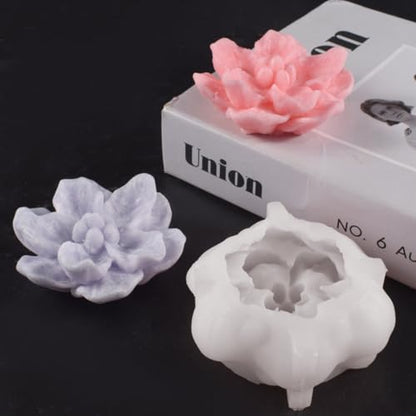 3D Flower Silicone Candle Molds Lotus/Rose/Iris/Camellia Flower Soap Plaster Resin Casting Mold Fondant Chocolate Cake Baking Tools (Camellia)
