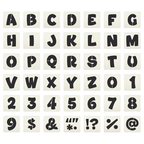 PATIKIL 4" Letter Number Stencils, 42Pcs Square Reusable Letter and Number Stencil Templates for Painting on Wall Wood Fabric Signage, Uppercase Letter Style - size: 4 Inch