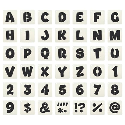 PATIKIL 4" Letter Number Stencils, 42Pcs Square Reusable Letter and Number Stencil Templates for Painting on Wall Wood Fabric Signage, Uppercase Letter Style - size: 4 Inch
