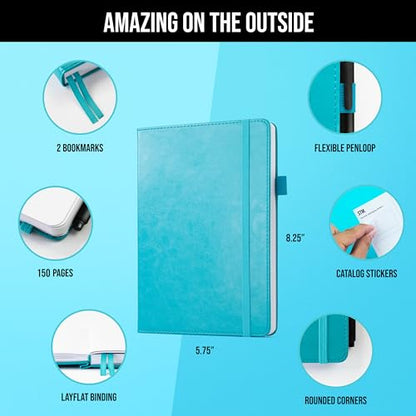 Scribbles That Matter Lined Journal Notebook for writing | Ruled 150 pages, 120gsm Thick Paper with Sticky Notes,pen loop, elastic band, leather hard cover A5 journals for writing, 5.75x8.2 inches - color: Grey