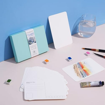 Fuumuui 40 Cards Watercolor Postcards Blank 4 x 6 inch, 140lb/300gsm, 100% Cotton Cold-Pressed Art Paper for Painting, DIY, Mailing, Invitations, Greeting Cards - size: 4×6 in
