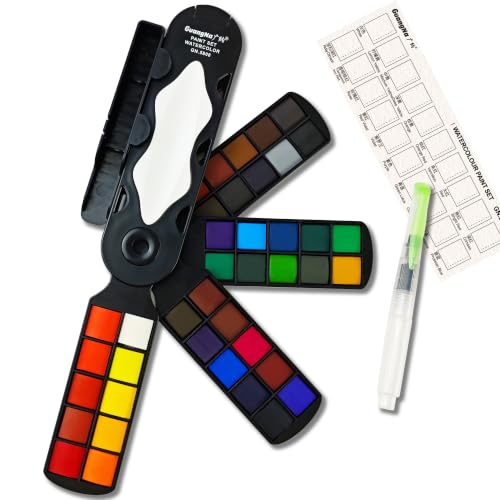 kander 40 Color Watercolor Paint Set with Detail Paint Brushes - color: 40 colors