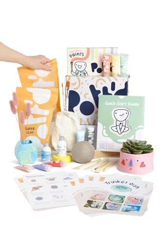 Pott'd Air Dry Clay for Adults. Beginners Home Pottery Kit for Adults. DIY Crafts Includes: Air-Dry Clay, Tools, Paints, Brushes, Sealant, Guides | At Home Pottery Making Kit with Air Dry Clay, Tools, Paints, Brushes, Sealant and Step-by-Step Guide - styl