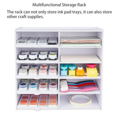 10 Slots Ink Pad Trays Organizer Rack | Compatible with Mini Cube Ink Pad Tray Drop Ink Pad Tray (Trays are not included) Stamp Pa d Supplies Storage Holder - size: Ink Pad Tray Organizer Rack