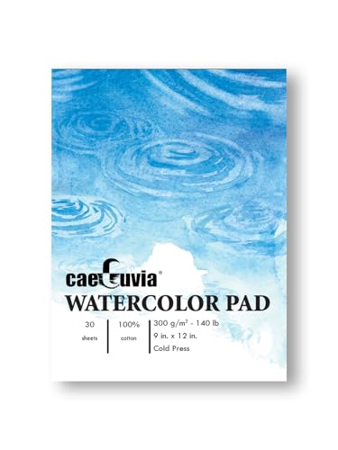 Caeluvia 100% Cotton Watercolor Paper Pad 9x12 Inch,30 Sheets,140lb Cold Press Watercolor Paper Academy,Acid-Free, Thick Watercolor Paint Pad 300gsm,Professional Quality for Artistic Creations - size: 9*12