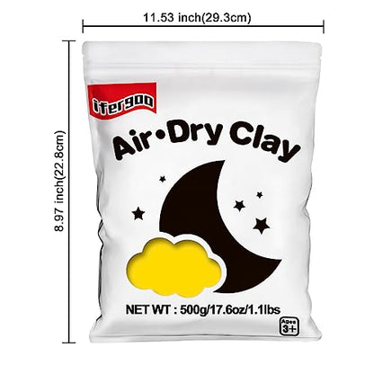 ifergoo 500g Yellow Air Dry Clay, 1.1LBS Foam Magic Modeling Clay for Kids | Refill Foam Magic Clay for School Art & Craft Project, Slime Supplies, Ultra-light & Soft, Gift for Age 3-12 Boys & Girls - color: Yellow/500g