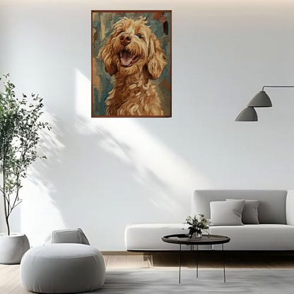 CYLVYLL Stamped Cross Stitch Kits, Goldendoodle Dog Embroidery Starter Kit for Adult Beginners, Cute Dog Cross Stitch Kits for Adults 12x16 inch