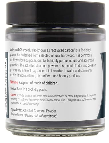 Viva Doria Activated Charcoal Powder, Hardwood Derived, Food Grade, 1.2 Oz Glass Jar - size: 1.2 Ounce (Pack of 1)