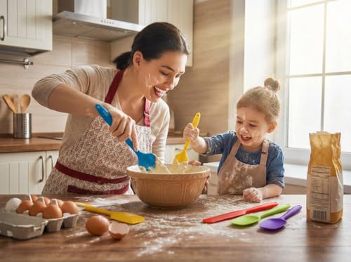 5PCS Silicone Rubber Spatula Set, VITUER Food Grade BPA-Free Spatulas for kitchen Use, Heat Resistant Spatula for Cooking & Baking, Dishwasher Safe