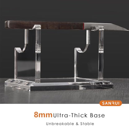 YUXUN Acrylic Pen Holder for Desk - Horizontal Double Pen Display Stand | Fountain Pen Display with 8mm Thick Base | Fountain Pen Rest, Apple Pencil Stand, Crystal-Clear Desk Organizer - size: Two Pen Holder