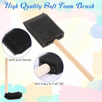 Foam Paint Brushes, 5Pcs 1" Sponge Brushes for Painting Wood Handle Sponge Paint Brush for Staining, DIY Craft, Varnishes Painting and Cleaning