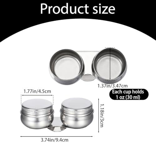 Stainless Steel Oil Painting Double Palette Cup with Screw Lid Dipper Clip, Large Mouth Double Dipper Palette Cup Portable Travel Double-Dipper Oil Painting Container for Acrylic Oils Watercolor