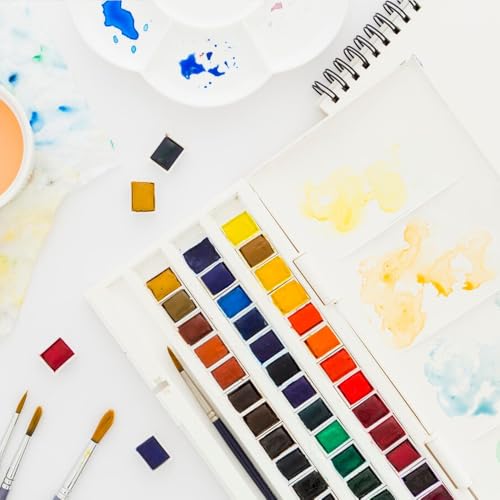 100Pcs Watercolor Half Pans Empty with Magnetic Stripe,Plastic Palette Tins | 1.8ml White Empty Artist Paint Pan Kits,Portable Travel Tin Case Palette Art Drawing,DIY Watercolor Oils Acrylics Painting - color: 100 Half Pans